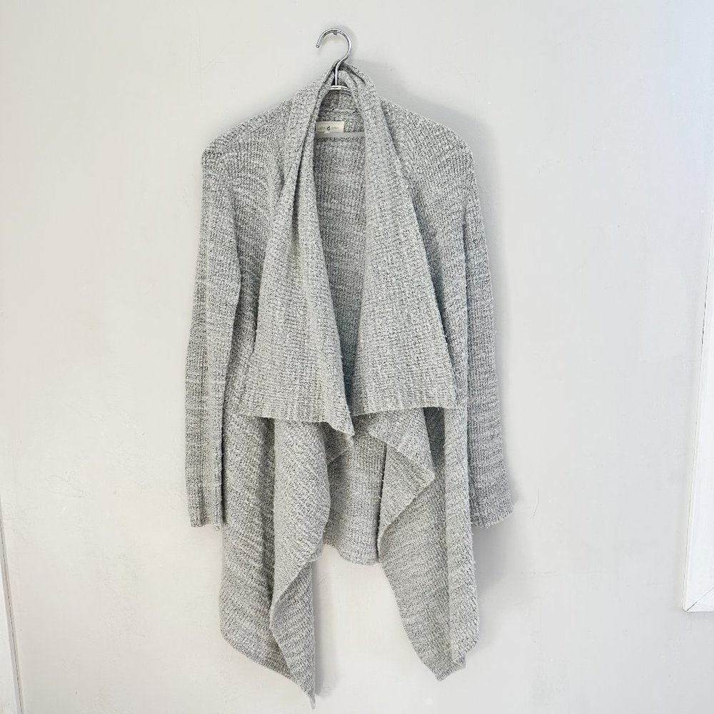 Lou & Grey Wool Blend Cozy Open Front Long Gray Sweater